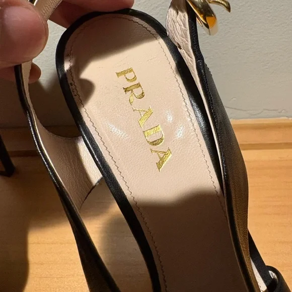 Prada Black Leather Slingback Shoes - Picture 4 of 10